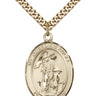 14kt Gold Filled Guardian Angel Paratrooper Medal Necklace 1 inch by 3/4 inch with 24 inch Curb Chain by Bliss