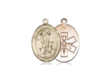 14kt solid gold Guardian Angel EMT medal pendant 1 inch by 3/4 inch handcrafted by Bliss USA