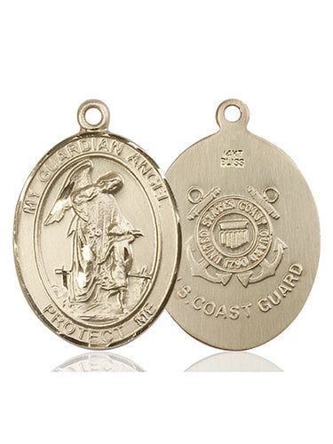 14kt Solid Gold Guardian Angel Medal Pendant 1 inch x 3/4 inch Medium Size USA Made by Bliss