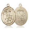 14kt Solid Gold Guardian Angel National Guard medal pendant 1 x 3/4 inch by Bliss