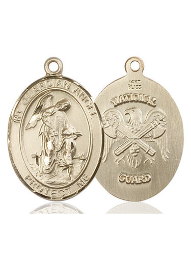 14kt Solid Gold Guardian Angel National Guard medal pendant 1 x 3/4 inch by Bliss