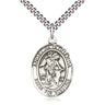 Sterling silver Angel de la Guarda pendant necklace 1 x 3/4 inch medium with 24 inch curb chain by Bliss Manufacturing USA