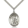 Sterling silver Guardian Angel pendant necklace 1 x 3/4 inch medium with 24 inch curb chain by Bliss Manufacturing USA