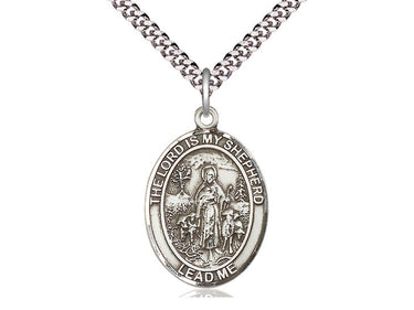 Sterling Silver Lord Is My Shepherd Medium Pendant Necklace 1 x 3/4 inch with 24 inch Chain by Bliss