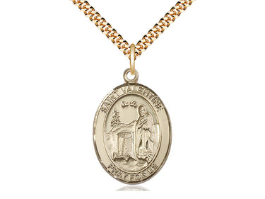 14kt Gold Filled St. Valentine of Rome Patron Saint Medal Necklace 1x3/4 inch pendant 24 inch chain by Bliss