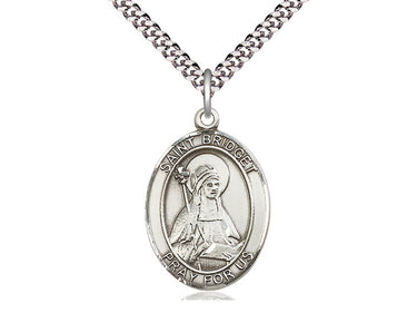 Sterling Silver St. Bridget of Sweden Patron Saint Medal Necklace 1 inch by 3/4 inch with 24 inch Chain by Bliss