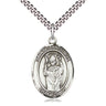 Sterling Silver St. Stanislaus Medal Necklace 1x3/4 inch pendant on 24 inch chain by Bliss