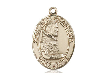 14kt Solid Gold St. Pio of Pietrelcina Padre Pio Medal Pendant 1 inch by Bliss Manufacturing