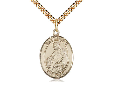 14kt gold filled St. Agnes of Rome patron saint medal necklace with 24-inch chain by Bliss