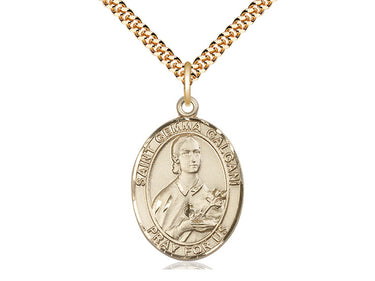 Gold Filled St. Gemma Galgani Patron Saint Medal Necklace 1 x 3/4 inch with 24 inch chain by Bliss Manufacturing USA