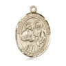 14kt solid gold Sts. Cosmas and Damian patron saint medal pendant 1 x 3/4 inch handcrafted by Bliss Manufacturing
