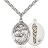 Sterling silver Sts. Cosmas and Damian doctors patron saint medal necklace 1 x 3/4 inch with 24 inch curb chain by Bliss