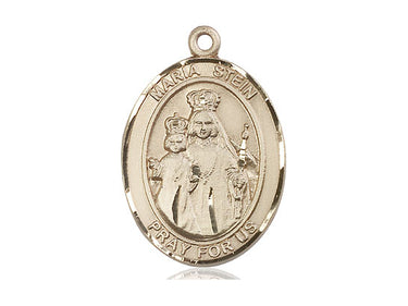 14kt Solid Gold Maria Stein Medal Pendant 1 inch by 3/4 inch medium size handcrafted by Bliss Manufacturing USA