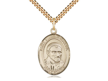 14kt Gold Filled St. Vincent de Paul Patron Saint Medal Necklace 1x3/4 inch pendant 24 inch chain by Bliss
