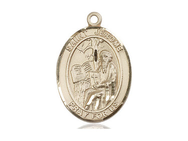 14kt Solid Gold St. Jerome patron saint medal pendant 1x3/4 inch handcrafted by Bliss USA
