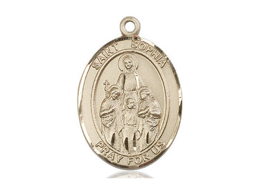 14kt Solid Gold St. Sophia Patron Saint Medal Pendant 1 inch by 3/4 inch handcrafted by Bliss Manufacturing