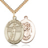 14kt gold filled St. Christopher volleyball medal necklace, 1 x 3/4 inch pendant on 24 inch chain, USA made by Bliss