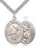 Sterling Silver St. Christopher Figure Skating Medal Necklace 1x3/4 inch on 24 inch Chain by Bliss