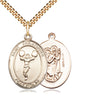 14kt gold filled St. Christopher patron saint medal necklace 1 x 3/4 inch with 24 inch curb chain by Bliss Manufacturing