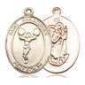 14kt solid gold St. Christopher patron saint medal pendant 1 x 3/4 inch handcrafted by Bliss Manufacturing