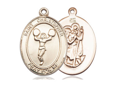 14kt solid gold St. Christopher patron saint medal pendant 1 x 3/4 inch handcrafted by Bliss Manufacturing