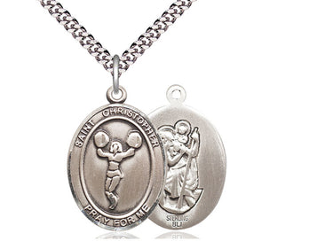 Sterling Silver St. Christopher Medal Necklace 1 x 3/4 inch pendant on 24 inch chain by Bliss
