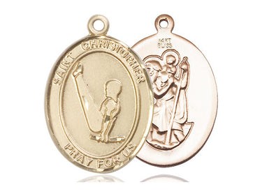 14kt solid gold St. Christopher patron saint medal pendant 1 inch by three quarters inch by Bliss Manufacturing