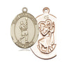 14kt Solid Gold St. Christopher Lacrosse Medal Pendant 1 x 3/4 inches by Bliss Manufacturing USA