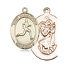 14kt Solid Gold St Christopher Track and Field Patron Saint Medal Pendant 1 inch by 3/4 inch Handmade by Bliss