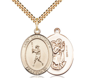 14kt Gold Filled St. Christopher patron saint medal necklace with 24 inch chain by Bliss Manufacturing