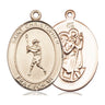 14kt Solid Gold St. Christopher Baseball Medal Pendant 1 x 0.75 inches Handcrafted by Bliss
