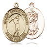 14kt solid gold St. Christopher golf medal pendant, 1 inch by 3/4 inch, handcrafted in USA by Bliss