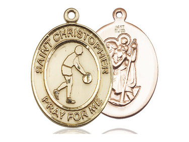 14kt Solid Gold St. Christopher Medal Pendant 1 inch by 3/4 inch Medium Size Handcrafted by Bliss Manufacturing USA