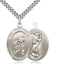 Sterling Silver St. Christopher Soccer Medal Necklace 1x3/4 inch on 24 inch chain by Bliss Manufacturing