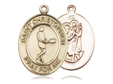 14kt Solid Gold St. Christopher Patron Saint Medal Pendant 1 inch by 3/4 inch by Bliss