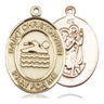14kt Solid Gold St. Christopher Medal Pendant 1x3/4 inch handcrafted in USA by Bliss Manufacturing