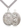 Sterling silver St. Christopher patron saint medal necklace with 24 inch curb chain, medium 1x3/4 pendant, Bliss USA