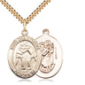 Gold Filled St Christopher Wrestling Medal Necklace 14kt 1 inch pendant 24 inch chain Bliss USA handcrafted