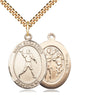 14kt gold filled St. Sebastian football medal necklace 1 inch by 3/4 inch pendant 24 inch chain Bliss