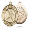 14kt solid gold St. Sebastian football medal pendant 1 inch by 3/4 inch handcrafted by Bliss