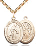 14kt gold filled St. Sebastian basketball medal necklace with 24 inch chain, handcrafted by Bliss