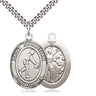 Sterling Silver St. Sebastian Basketball Medal Necklace 1 inch by 3/4 inch with 24 inch chain by Bliss