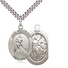 Sterling silver St. Sebastian ice hockey medal necklace with 24 inch chain by Bliss Manufacturing