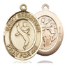 14kt solid gold St. Sebastian patron saint medal pendant, 1x3/4 inch medium size, handcrafted by Bliss Manufacturing USA