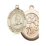 14kt solid gold St. Sebastian skiing medal pendant 1 inch patron saint athletes handcrafted Bliss