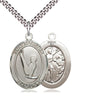 Sterling Silver St. Sebastian Gymnastics Medal Necklace 1x3/4 inch on 24 inch Chain by Bliss Manufacturing