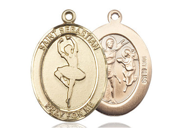 14kt Solid Gold St. Sebastian Medal Pendant 1 inch handcrafted by Bliss Manufacturing USA