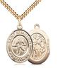 14kt gold filled St. Sebastian field hockey medal necklace with 24 inch chain, medium 1 x 3/4 inch pendant by Bliss