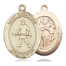 14kt solid gold St. Sebastian field hockey medal pendant, medium 1 x 3/4 inch, handcrafted by Bliss