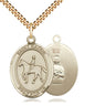 14kt Gold Filled St. Kateri Equestrian Medal Necklace 1 x 3/4 inch pendant with 24 inch chain by Bliss Manufacturing